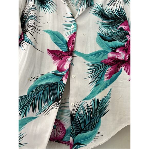 Vintage 90s Ms Paquette Hawaiian Aloha Shirt Hibiscus Womens Large USA Made - Picture 3 of 9